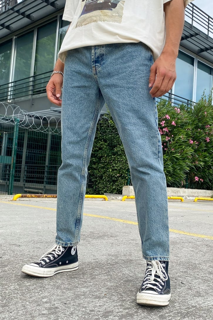Eskitme Buz Mavi Regular Fit Jean