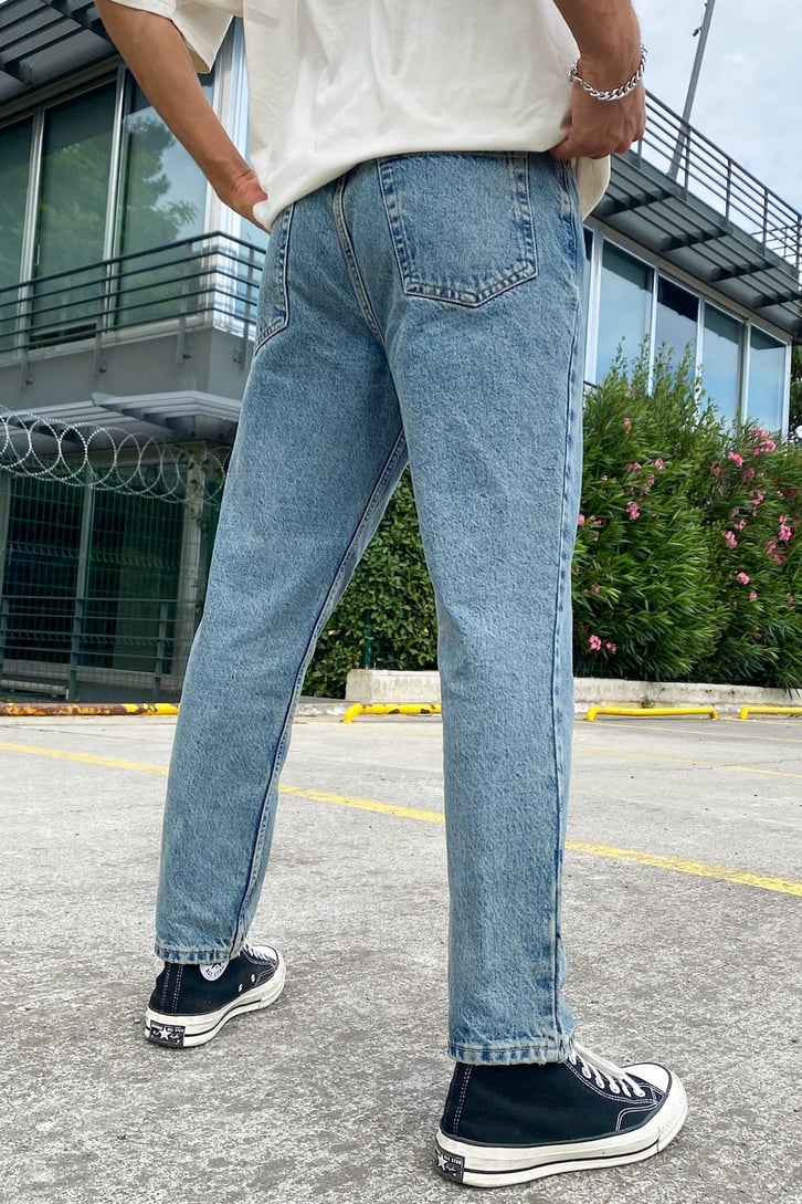Eskitme Buz Mavi Regular Fit Jean