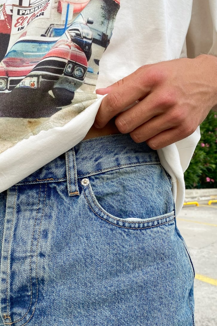 Eskitme Buz Mavi Regular Fit Jean