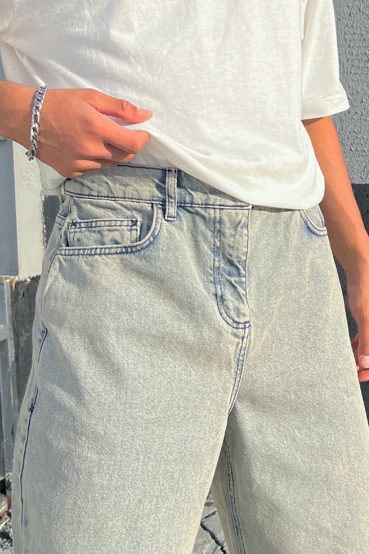 Eskitme Detay Acid Wash Baggy Jean