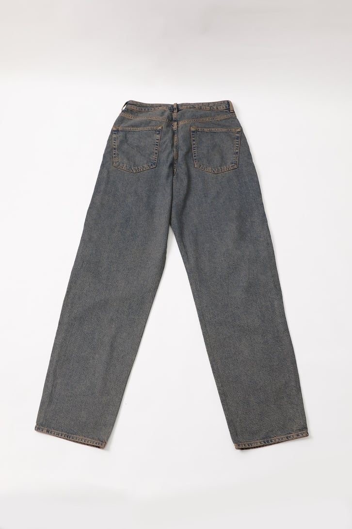 Eskitme Detay Kot Mavisi Baggy Jean