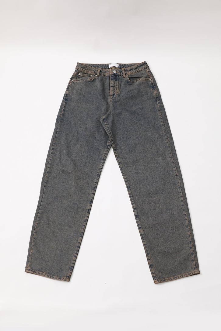 Eskitme Detay Kot Mavisi Baggy Jean