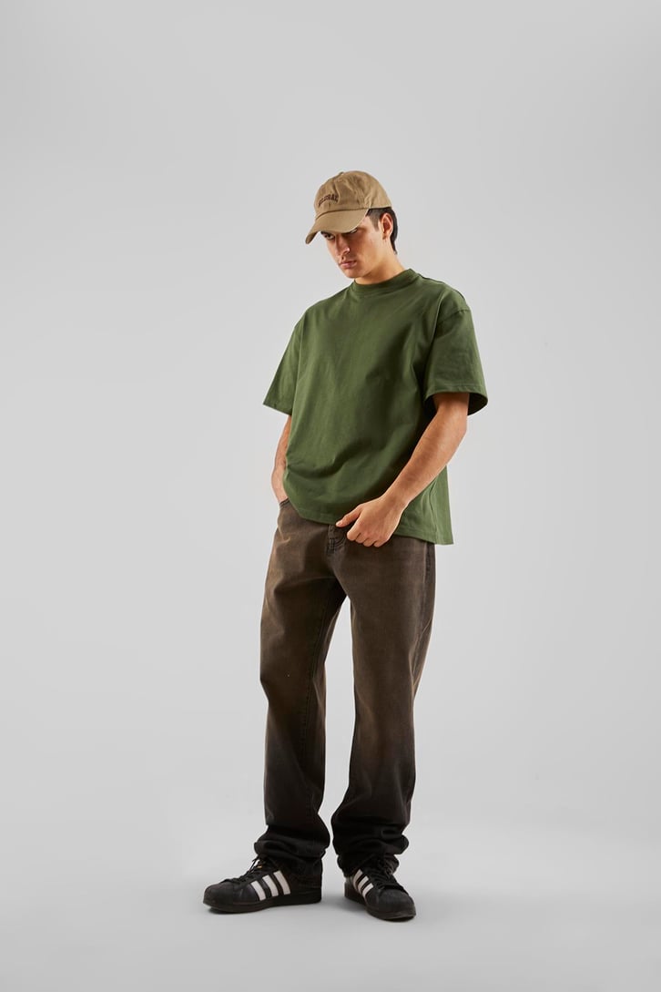Eskitme Detaylı Siyah Baggy Jean