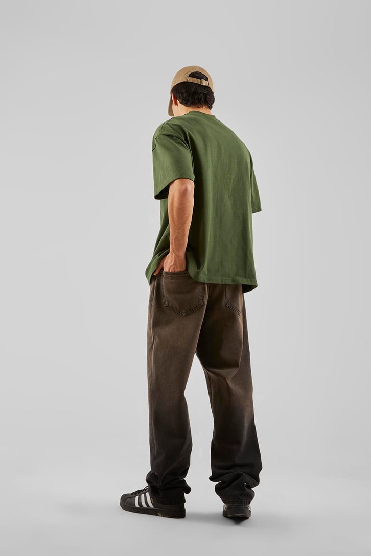 Eskitme Detaylı Siyah Baggy Jean