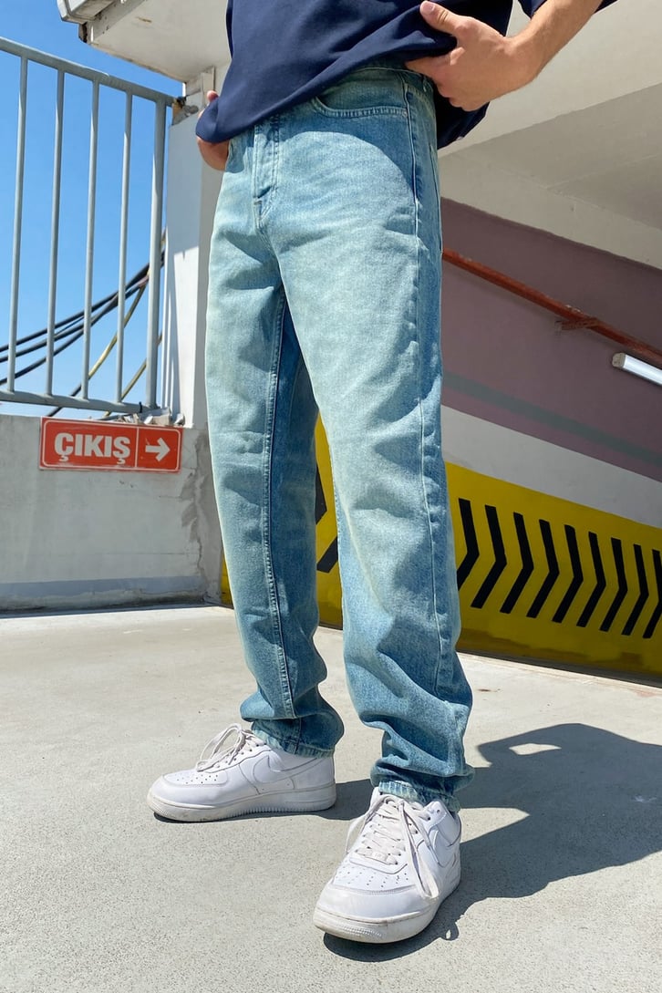 Eskitme Mavi Regular Fit Jean
