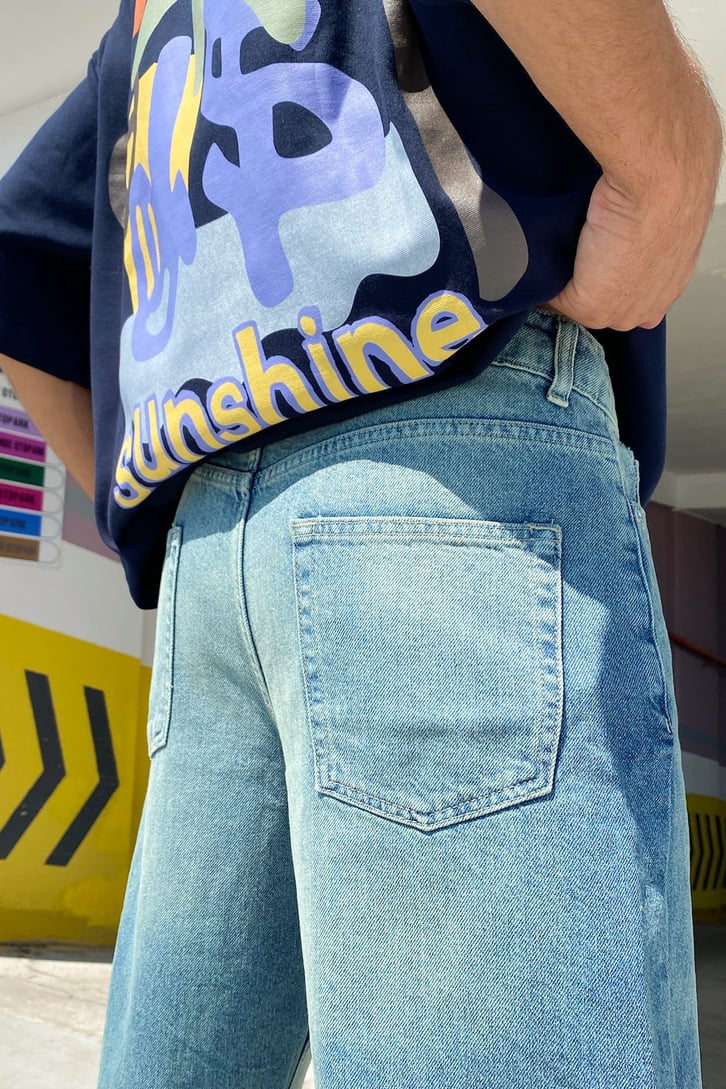 Eskitme Mavi Regular Fit Jean