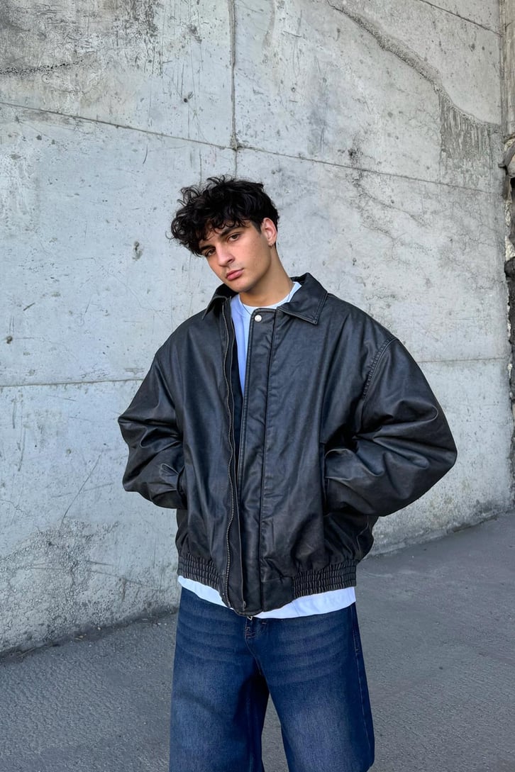 Eskitme Model Bomber Deri Mont