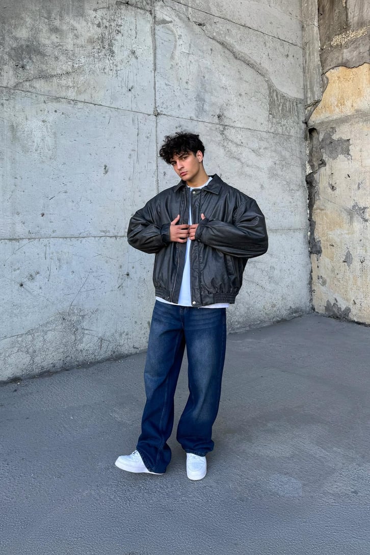 Eskitme Model Bomber Deri Mont