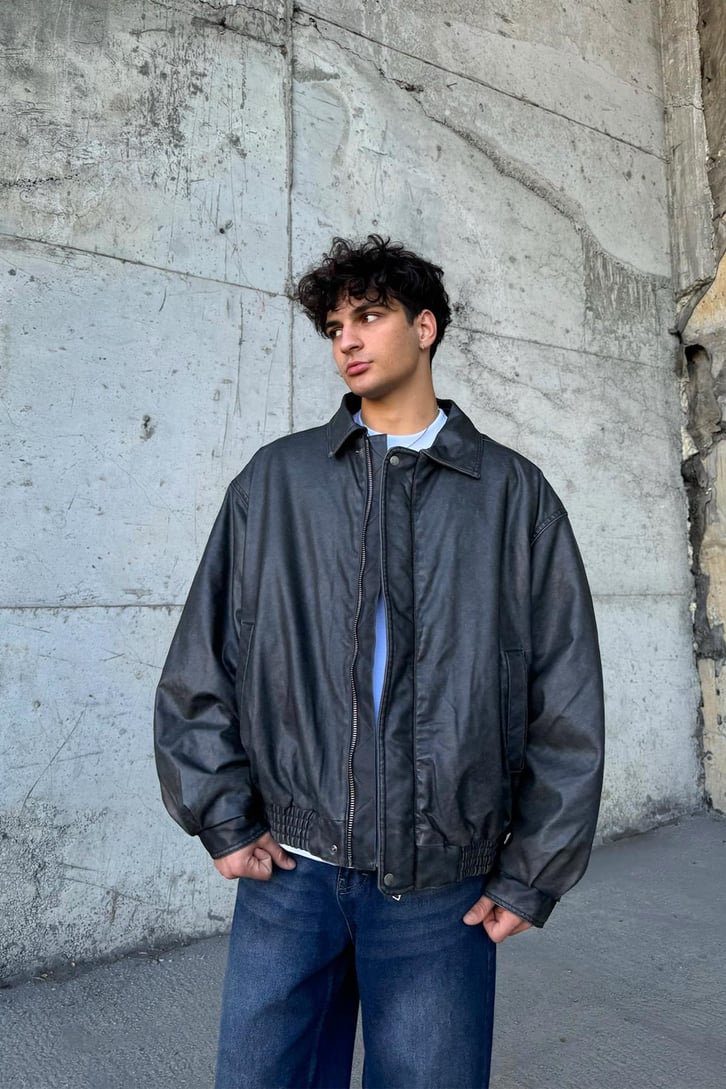 Eskitme Model Bomber Deri Mont