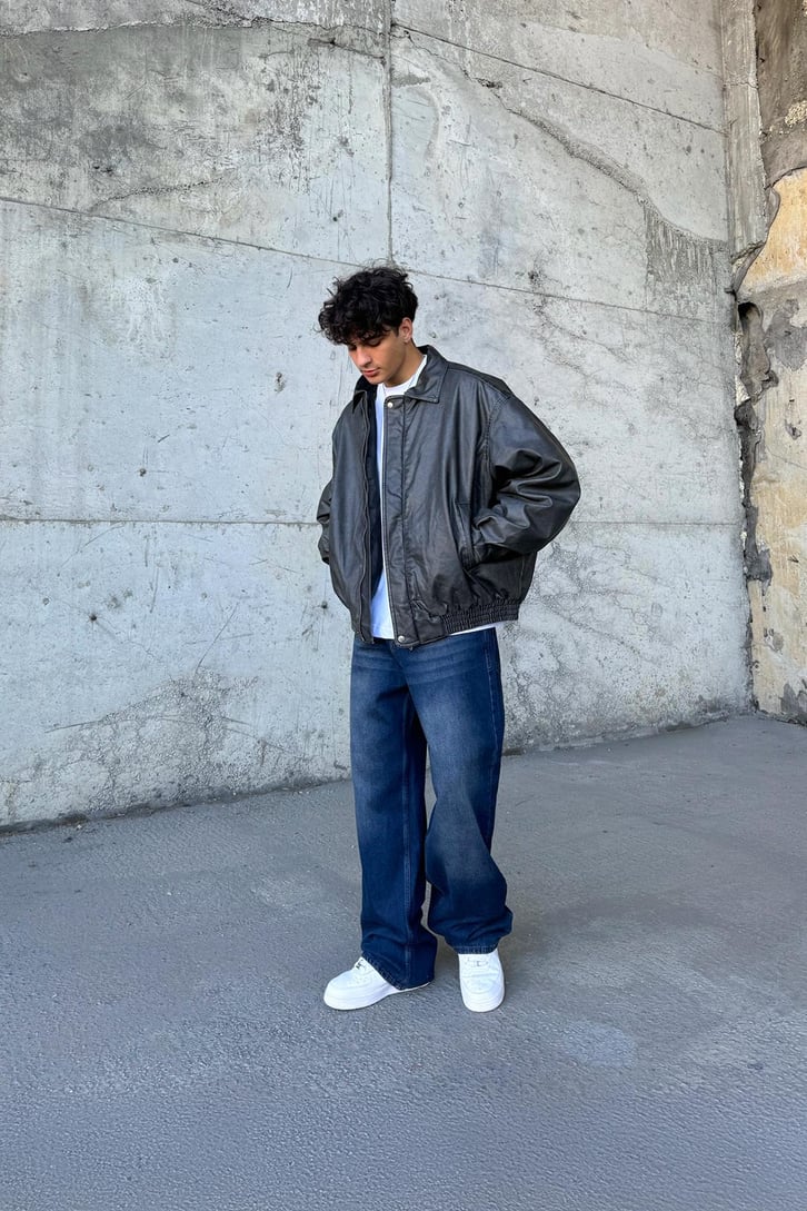 Eskitme Model Bomber Deri Mont