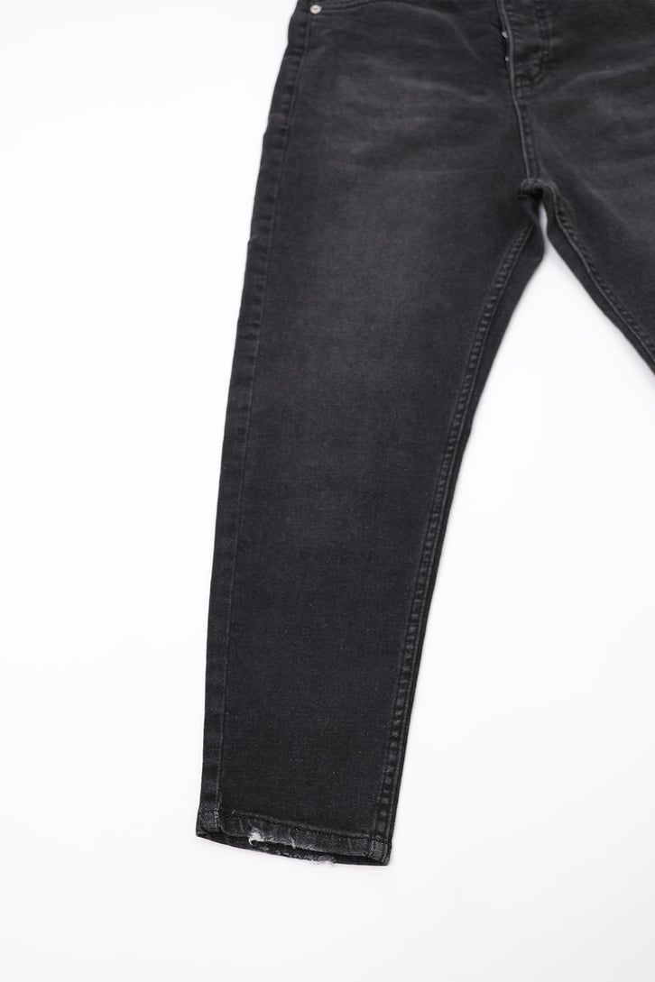 Eskitme Siyah Mom Fit Jean