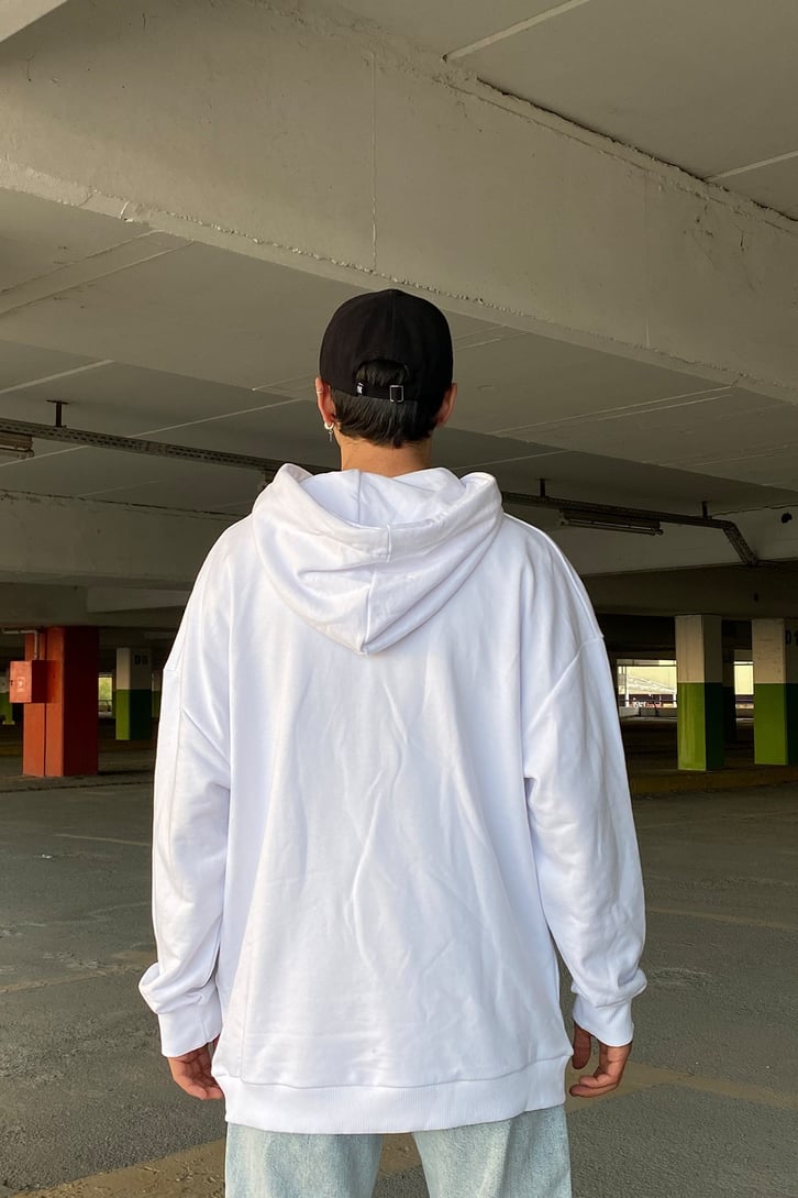 ESNEK ÖN BASKILI OVERSIZE HOODIE