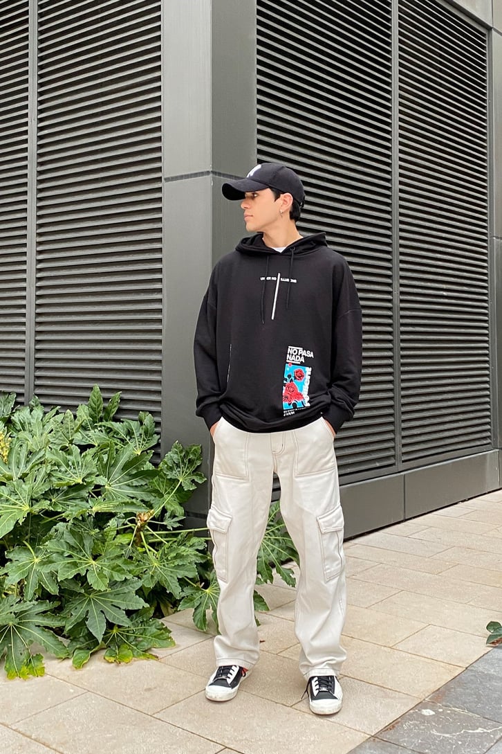 ESNEK ÖN BASKILI OVERSIZE HOODIE