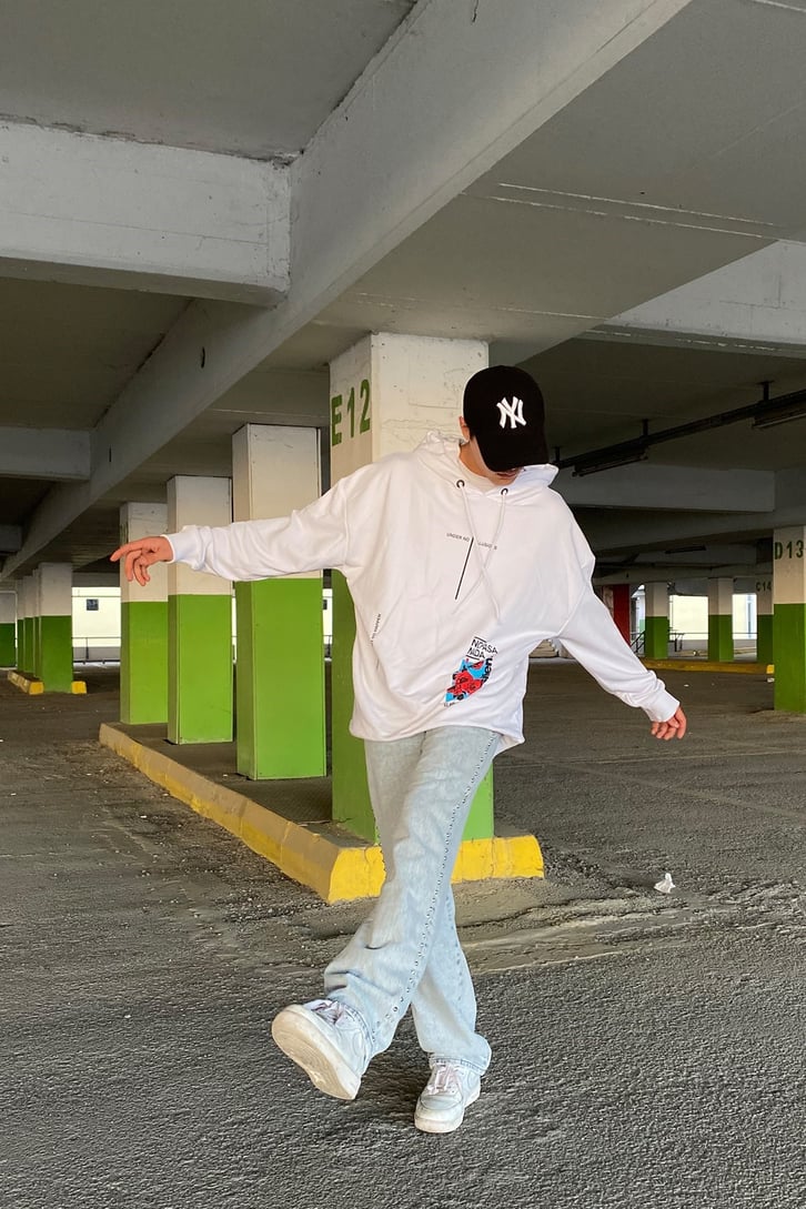 ESNEK ÖN BASKILI OVERSIZE HOODIE