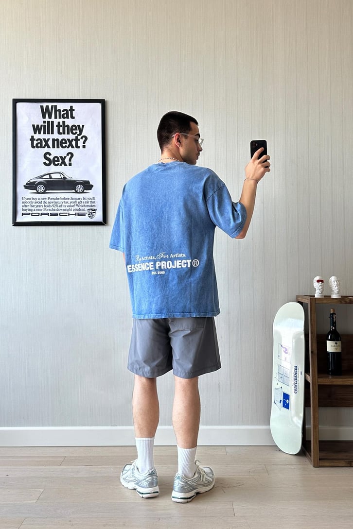 Essence Acid Wash Baskılı Oversize Tişört