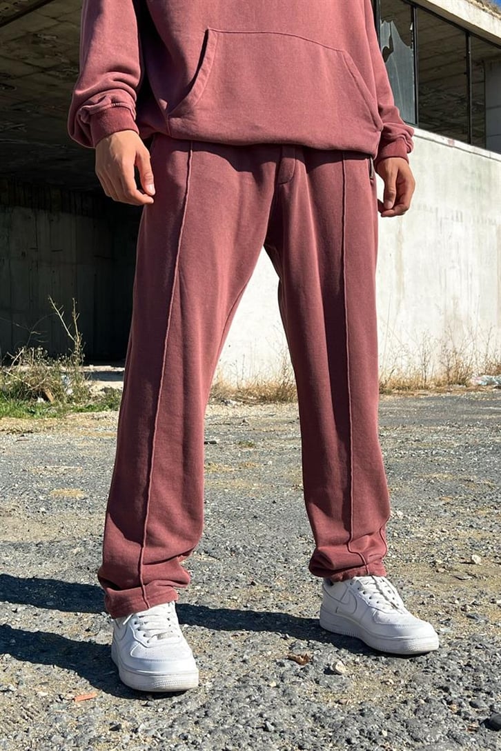 Essence of Life Baskılı Bordo Acid Wash Eşofman Takımı