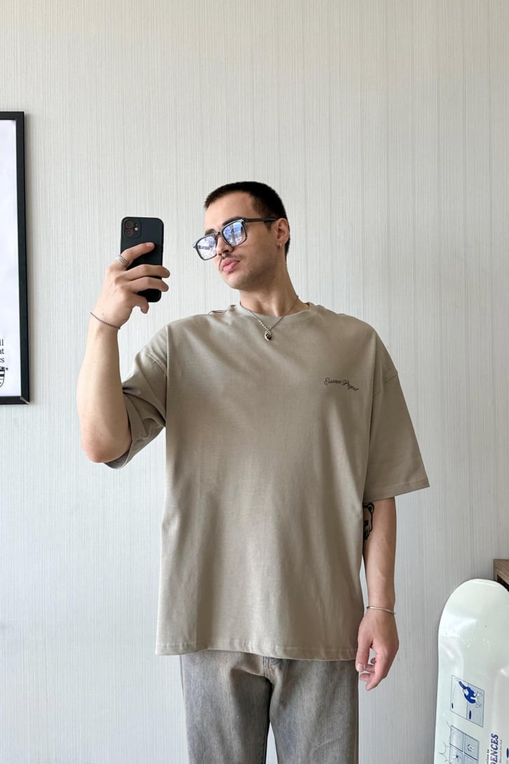 Essence Project Kahverengi Oversize Tişört