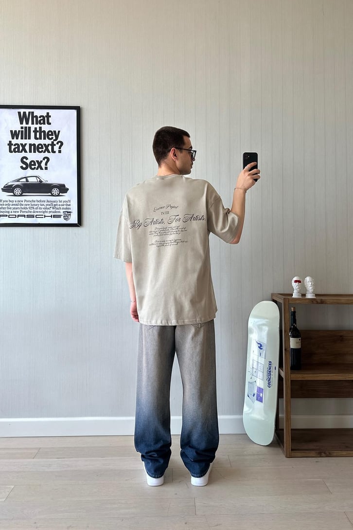 Essence Project Kahverengi Oversize Tişört