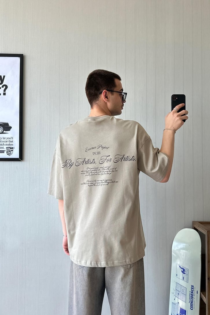 Essence Project Kahverengi Oversize Tişört