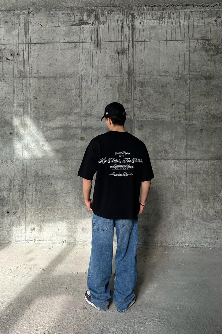 Essence Project Siyah Oversize Tişört