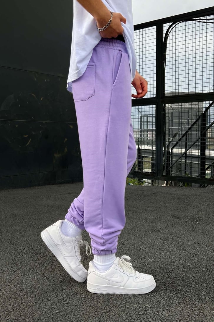 Essentials Baskılı Lila Jogger Eşofman Altı