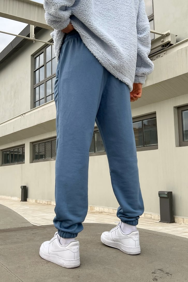 Essentials Baskılı Mavi Jogger Eşofman Altı