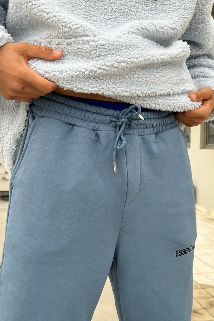 Essentials Baskılı Mavi Jogger Eşofman Altı
