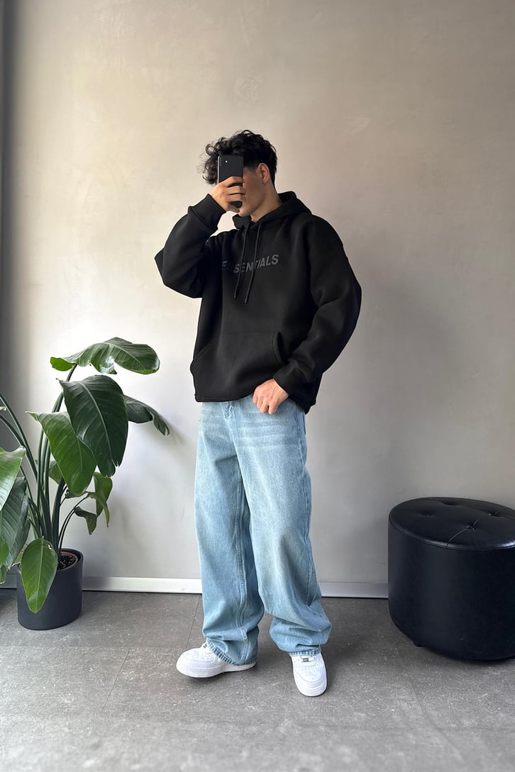 Essentials Baskılı Oversize Hoodie
