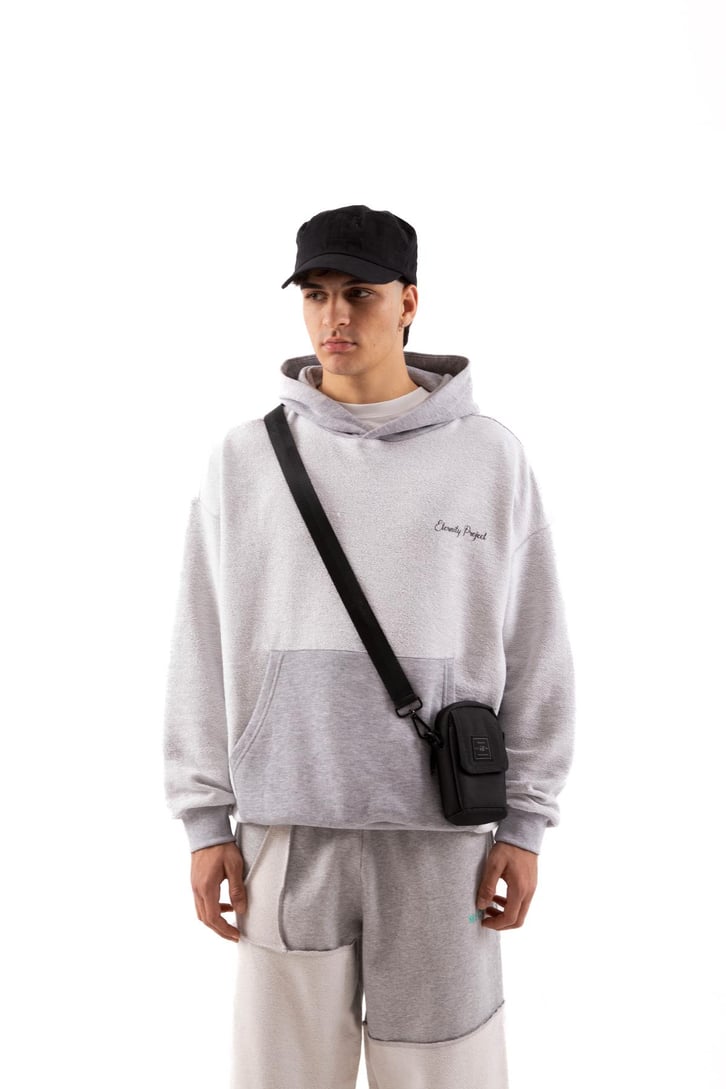 Eternity Project Baskılı Gri Oversize Hoodie
