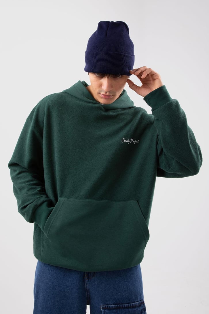 Eternity Project Baskılı Yeşil Oversize Hoodie