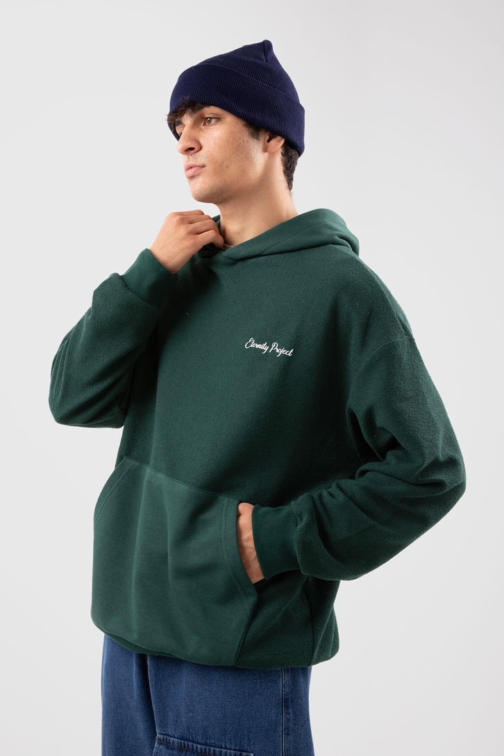Eternity Project Baskılı Yeşil Oversize Hoodie