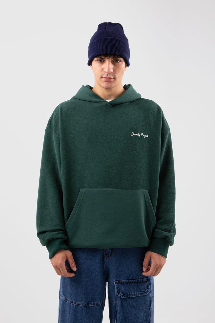 Eternity Project Baskılı Yeşil Oversize Hoodie