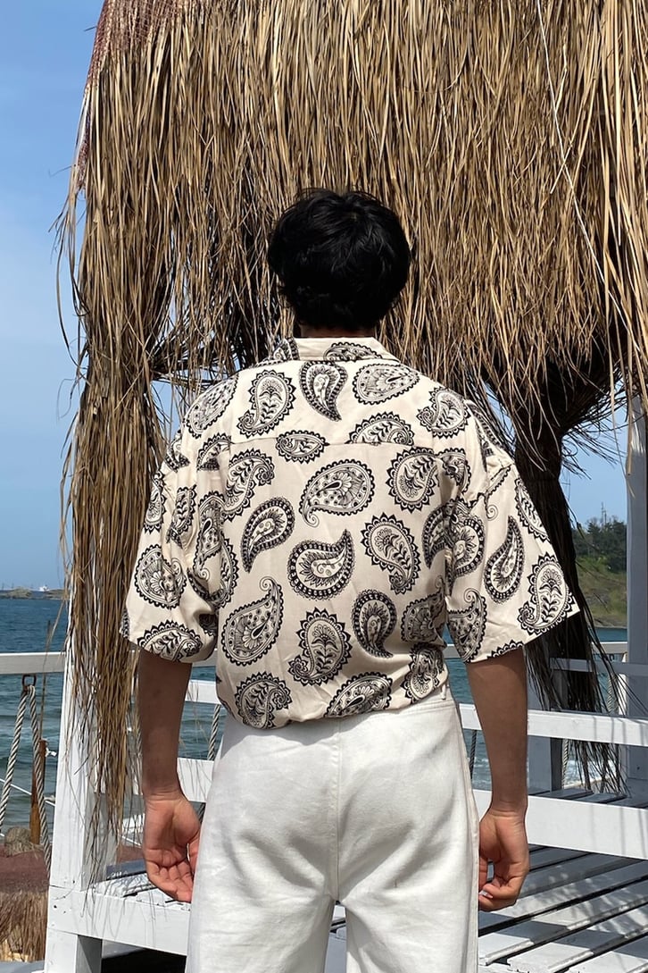 Ethnic Drop Retro Kısa Kollu Gömlek
