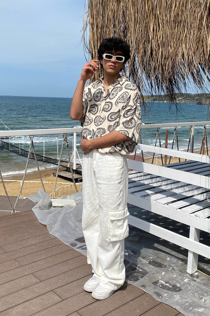 Ethnic Drop Retro Kısa Kollu Gömlek