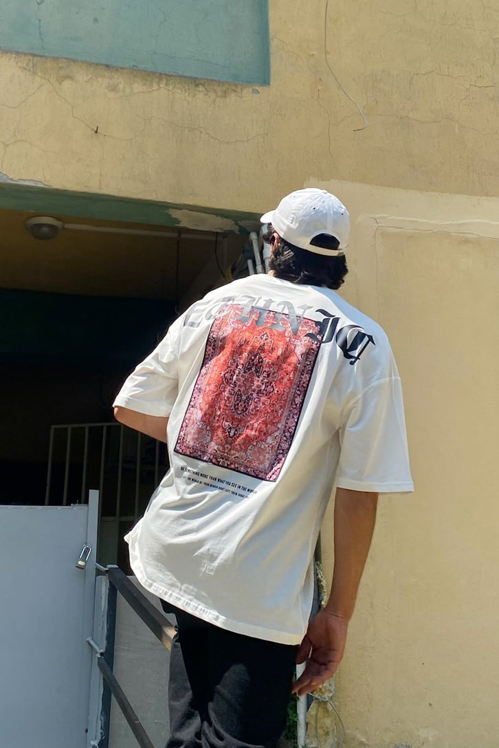Ethnic Rug Baskılı Oversize Tshirt