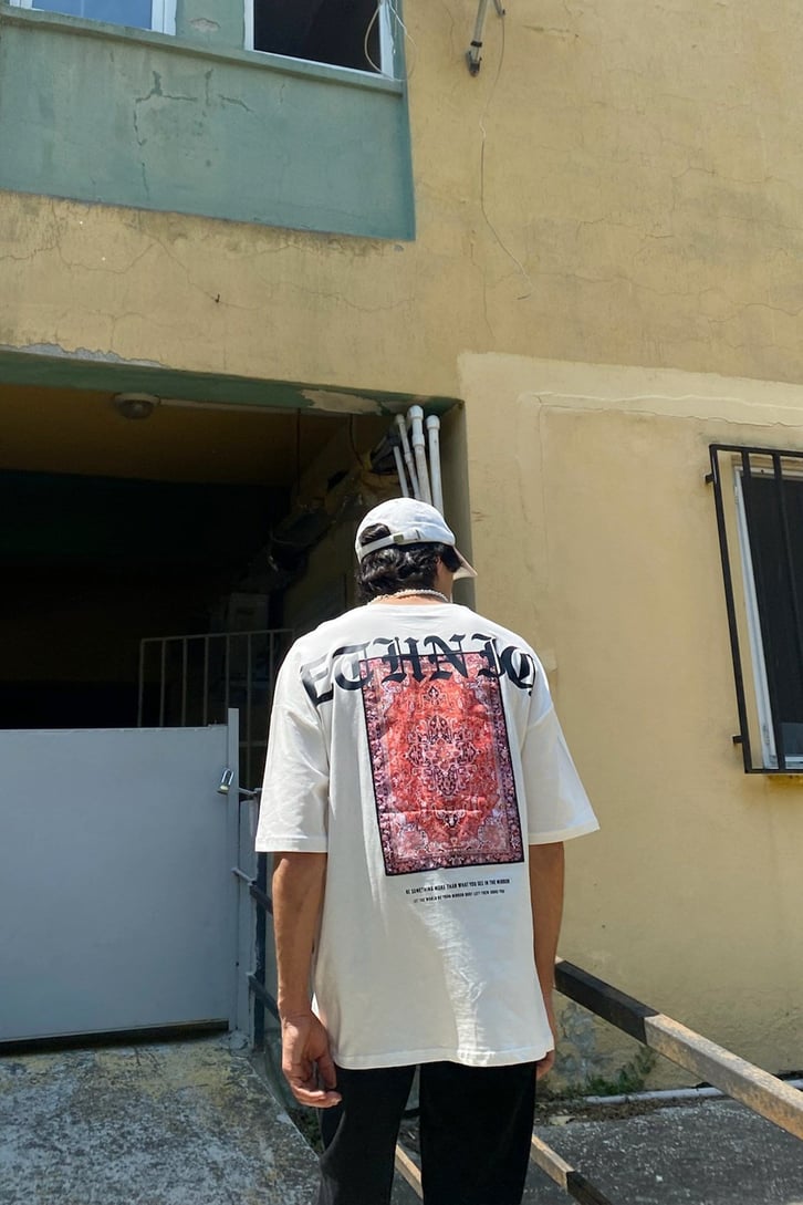 Ethnic Rug Baskılı Oversize Tshirt