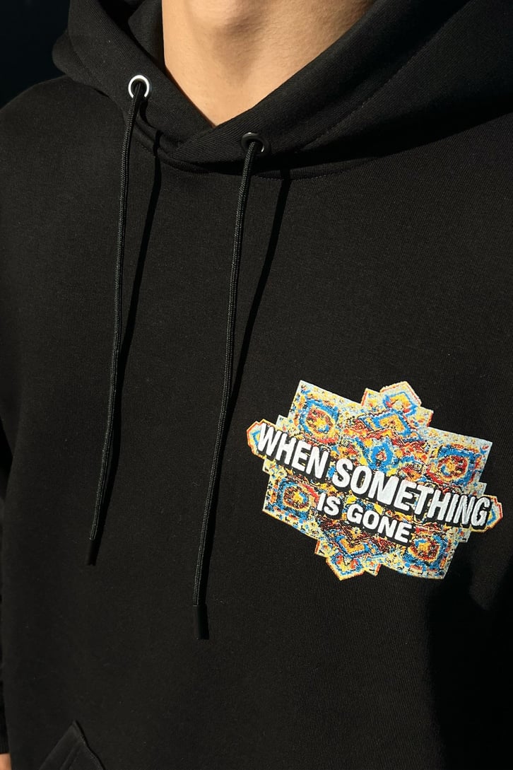 Ethnic Rug Baskılı Siyah Oversize Sweatshirt