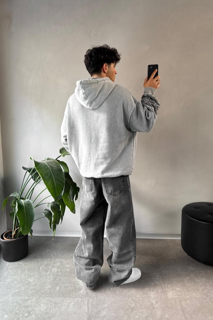 Etnik Desen Parçalı Oversize Hoodie