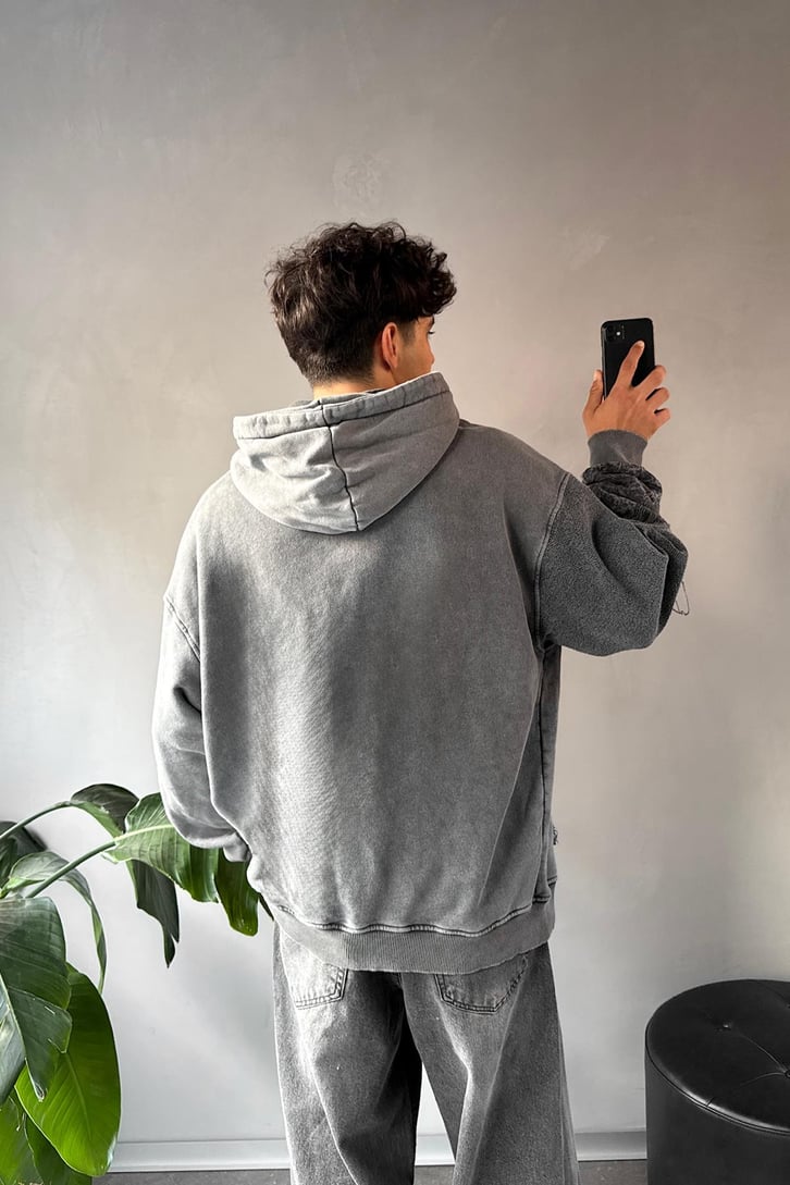 Etnik Desen Parçalı Oversize Hoodie