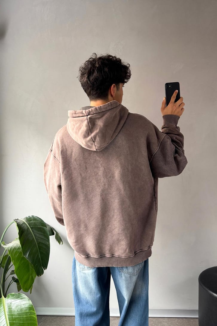 Etnik Desen Parçalı Oversize Hoodie