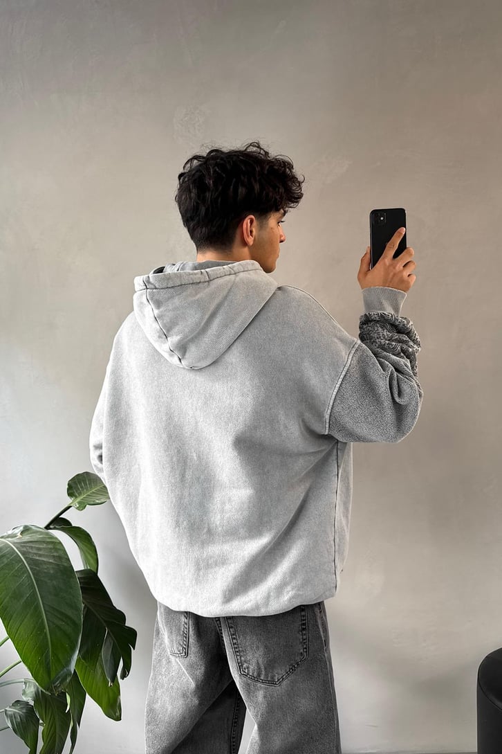 Etnik Desen Parçalı Oversize Hoodie