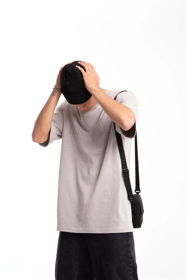 Etre Reel Baskılı Buz Gri Oversize Tshirt