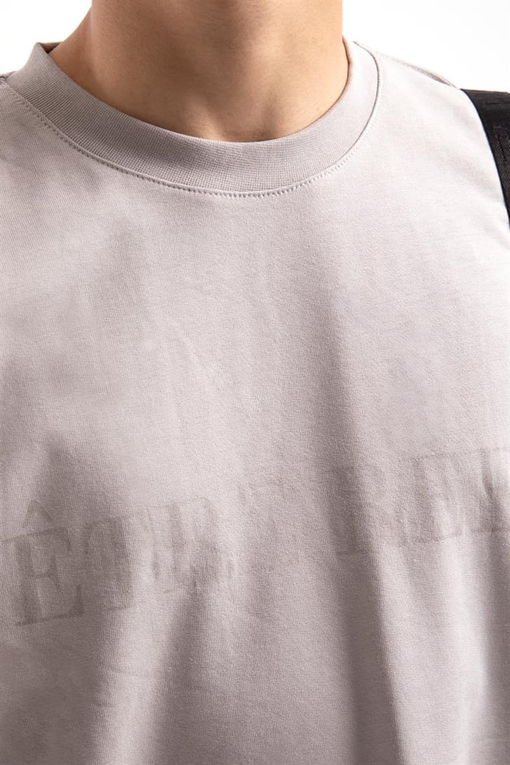 Etre Reel Baskılı Buz Gri Oversize Tshirt