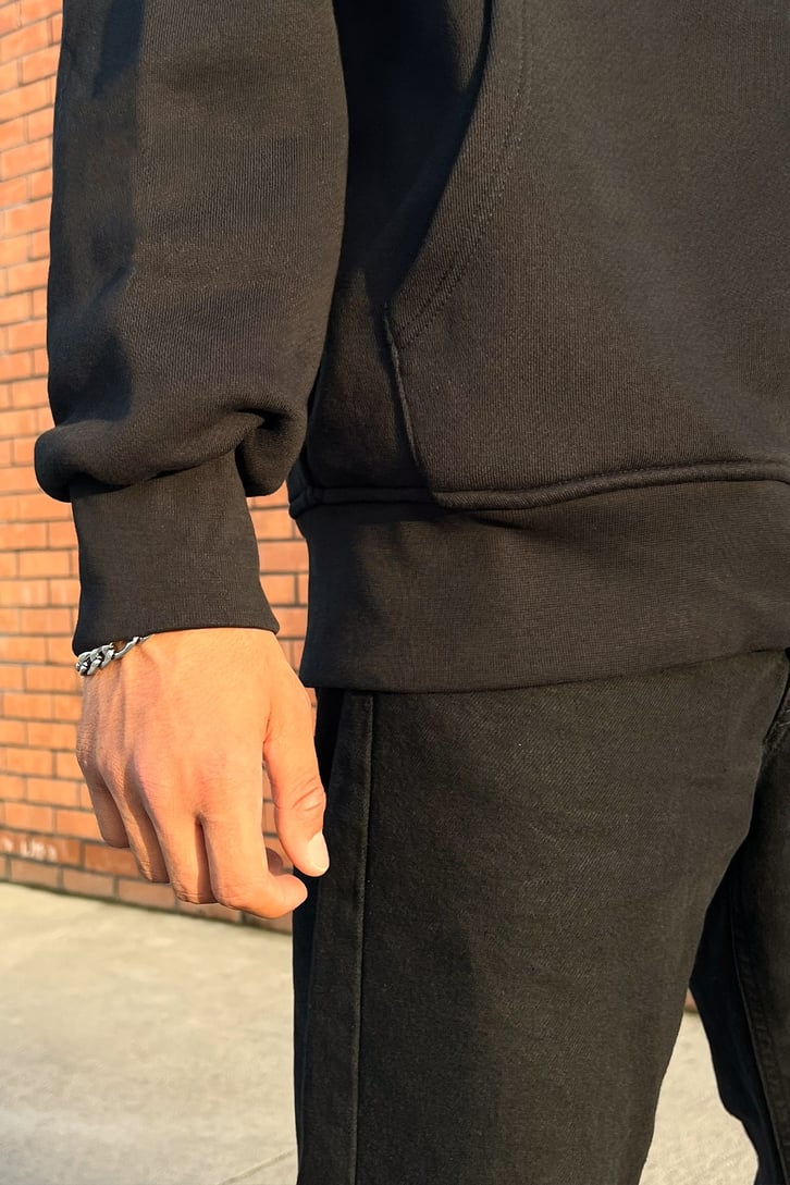 Etre Reel Baskılı Siyah Oversize Sweatshirt