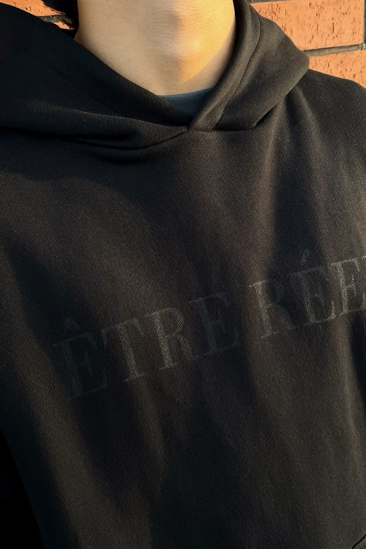 Etre Reel Baskılı Siyah Oversize Sweatshirt