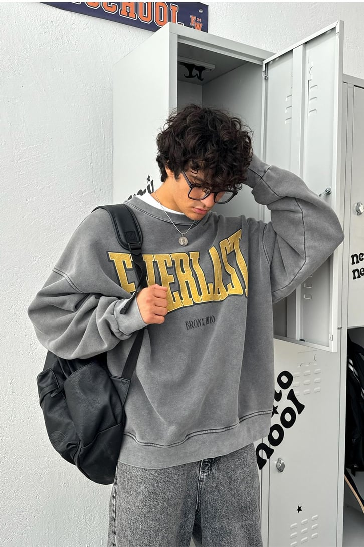 Everlast Baskılı Oversize Sweatshirt