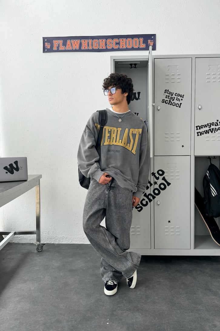 Everlast Baskılı Oversize Sweatshirt