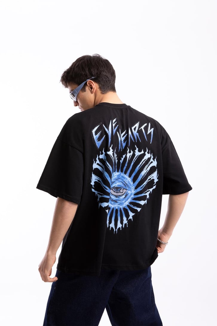 Eye Hearts Baskılı Oversize Tshirt