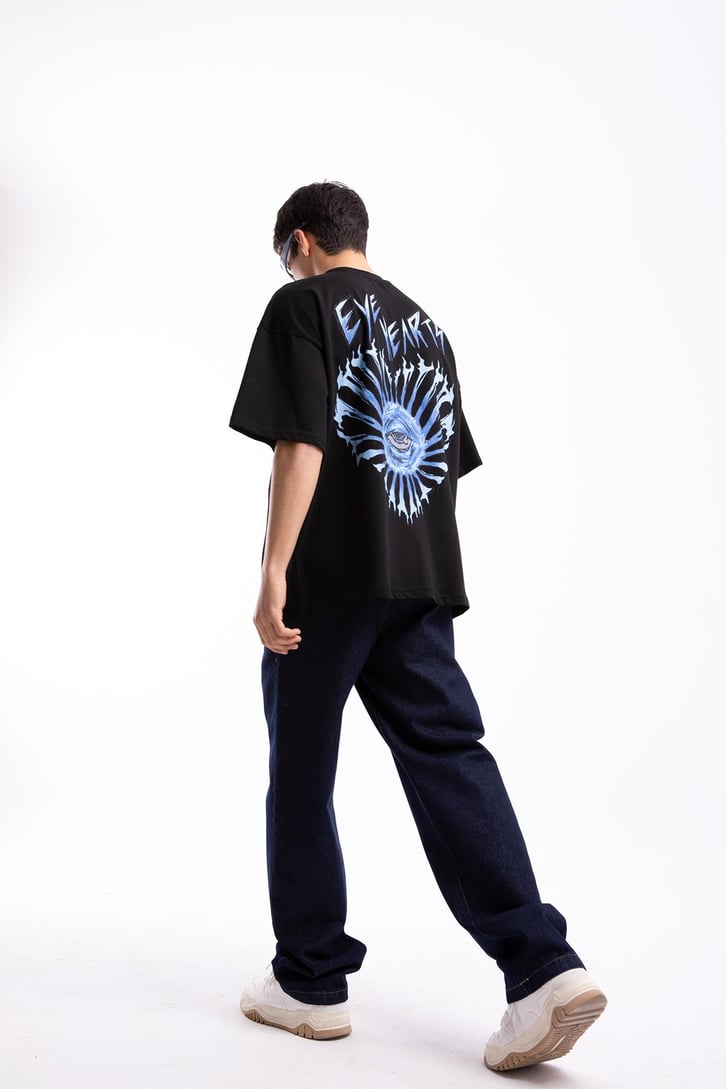 Eye Hearts Baskılı Oversize Tshirt