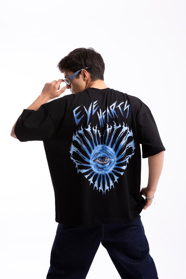 Eye Hearts Baskılı Oversize Tshirt